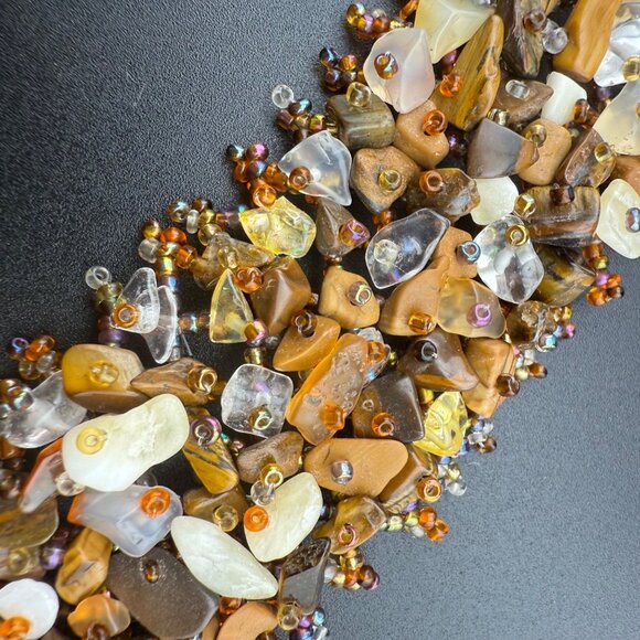 Handmade Artisan Bracelet Natural Stone Chunky Beaded Design Unique Earthy Tones - Picture 7 of 11